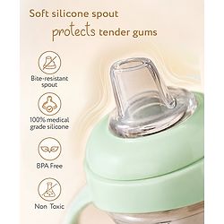 Bonfino My First Grip & Sip Cup 150ml - Blue| 6 Months+| Soft Spout Tritan Sipper| Spill-Proof Training Cup| Gentle on Gums| Easy-Grip Handles| Smooth Controlled Flow| Travel-Friendly| Measuring Scale