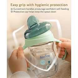 Bonfino My First Grip & Sip Cup 150ml - Blue| 6 Months+| Soft Spout Tritan Sipper| Spill-Proof Training Cup| Gentle on Gums| Easy-Grip Handles| Smooth Controlled Flow| Travel-Friendly| Measuring Scale