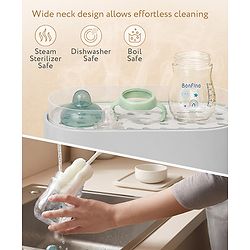 Bonfino My First Grip & Sip Cup 150ml - Blue| 6 Months+| Soft Spout Tritan Sipper| Spill-Proof Training Cup| Gentle on Gums| Easy-Grip Handles| Smooth Controlled Flow| Travel-Friendly| Measuring Scale