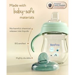 Bonfino My First Grip & Sip Cup 150ml - Blue| 6 Months+| Soft Spout Tritan Sipper| Spill-Proof Training Cup| Gentle on Gums| Easy-Grip Handles| Smooth Controlled Flow| Travel-Friendly| Measuring Scale