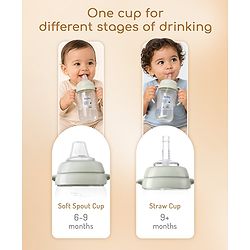 Bonfino My First Grip & Sip Cup 150ml - Blue| 6 Months+| Soft Spout Tritan Sipper| Spill-Proof Training Cup| Gentle on Gums| Easy-Grip Handles| Smooth Controlled Flow| Travel-Friendly| Measuring Scale