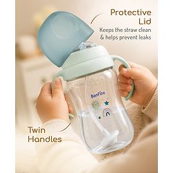 Bonfino My First Grip & Sip Cup 150ml - Blue| 6 Months+| Soft Spout Tritan Sipper| Spill-Proof Training Cup| Gentle on Gums| Easy-Grip Handles| Smooth Controlled Flow| Travel-Friendly| Measuring Scale