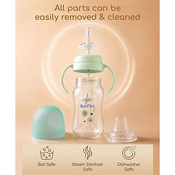 Bonfino My First Grip & Sip Cup 150ml - Blue| 6 Months+| Soft Spout Tritan Sipper| Spill-Proof Training Cup| Gentle on Gums| Easy-Grip Handles| Smooth Controlled Flow| Travel-Friendly| Measuring Scale