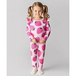 Bonfino 100% Cotton Knit Full Sleeves Co-ords T-Shit & Pant Set With Tropical Theme Print - Pink