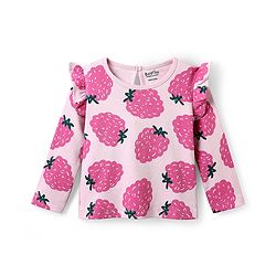 Bonfino 100% Cotton Knit Full Sleeves Co-ords T-Shit & Pant Set With Tropical Theme Print - Pink