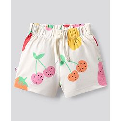 Bonfino 100% Cotton Knit Shorts with Fruit Print Pack of 3 - Red Ivory & Light Blue