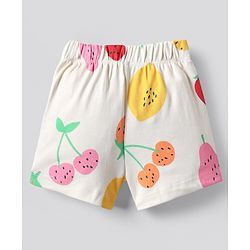 Bonfino 100% Cotton Knit Shorts with Fruit Print Pack of 3 - Red Ivory & Light Blue