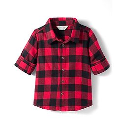 Bonfino Woven Flannel Fabric Full Sleeves Checkered Shirt - Red