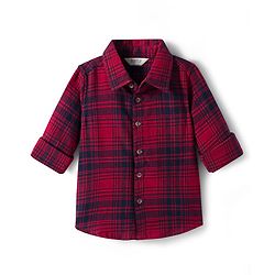 Bonfino 100% Cotton Woven Full Sleeves Checkered Shirt - Red