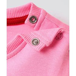 Bonfino 100% Cotton Knit Half Sleeves Oversized T-Shirt with Fruit Embroidery - Pink