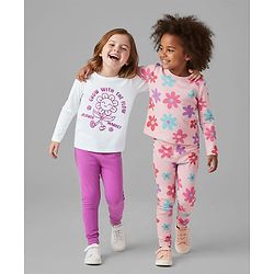 Bonfino 100% Cotton Knit Full Sleeves Night Suit With Floral Print Pack Of 2 - White & Pink