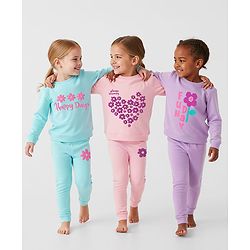 Bonfino 100% Cotton Knit Full Sleeves Night Suit With Floral Print Pack Of 3 - Pink Lilac & Light Blue