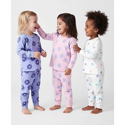 Bonfino 100% Cotton Knit Full Sleeves Co-ords Night Suit With Floral Print Pack of 3 - Lavender Light Pink & White