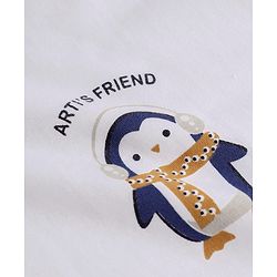 Bonfino 100% Cotton Knit Full Sleeves T-Shirt With Penguin Print - White