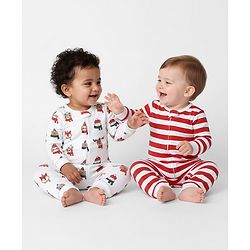 Bonfino 100% Cotton Knit Full Sleeves Striped Romper with Animal Print Pack of 2 - White