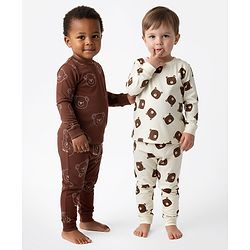 Bonfino Cotton Knit Full Sleeves Co-ords Night Suits With Animal Print Pack Of 2 - Brown & White