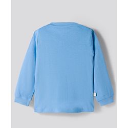 Bonfino 100% Cotton Knit Full Sleeves Nightsuit with Teddy & Stripes - Blue