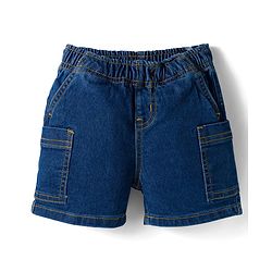 Bonfino Cotton Woven Knee Length Washed Denim Shorts with Pocket Detail - Blue