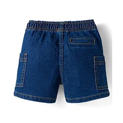 Bonfino Cotton Woven Knee Length Washed Denim Shorts with Pocket Detail - Blue
