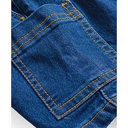 Bonfino Cotton Woven Knee Length Washed Denim Shorts with Pocket Detail - Blue
