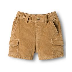 Bonfino Cotton Woven Knee Length Corduroy Shorts With Pockets - Beige
