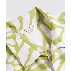 Bonfino Woven Half Sleeves Drop Shoulder Resort Collar Printed Shirt - Light Green