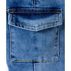 Bonfino Cotton Woven Full Length Washed Cargo Jeans With Pockets - Blue