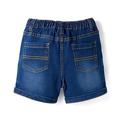 Bonfino Cotton Woven Knee Length Washed Denim Shorts with Pocket Detail - Blue