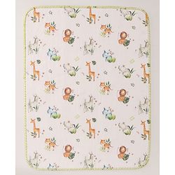 Bonfino Premium Diaper Changing Mat | 100% Organic Cotton | Waterproof Back | Foldable & Machine Washable | African Safari Print - Green & White