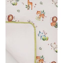 Bonfino Premium Diaper Changing Mat | 100% Organic Cotton | Waterproof Back | Foldable & Machine Washable | African Safari Print - Green & White