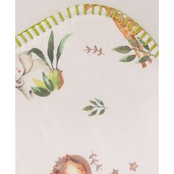 Bonfino Premium Diaper Changing Mat | 100% Organic Cotton | Waterproof Back | Foldable & Machine Washable | African Safari Print - Green & White