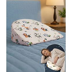 Bonfino Premium Memory Foam Pregnancy Wedge Pillow African Safari Print - Green and White