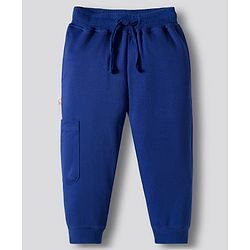 Bonfino 100% Cotton Knit Full Length Solid Colour Cargo Jogger Pack Of 2 - Navy Blue & Light Green