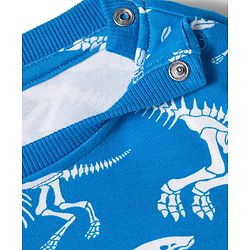 Bonfino 100% Cotton Knit Full Sleeves Co-ord Night Suit With Dino Print - Blue