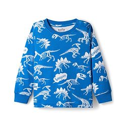 Bonfino 100% Cotton Knit Full Sleeves Co-ord Night Suit With Dino Print - Blue
