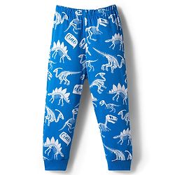 Bonfino 100% Cotton Knit Full Sleeves Co-ord Night Suit With Dino Print - Blue
