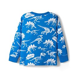 Bonfino 100% Cotton Knit Full Sleeves Co-ord Night Suit With Dino Print - Blue