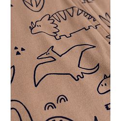 Bonfino 100% Cotton Full Sleeves Footed Sleepsuits With Dino Print Pack Of 2 - Navy Blue & Peach