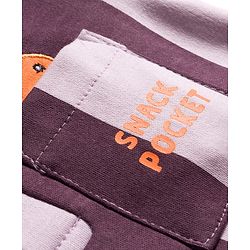 Bonfino 100% Cotton Knit Half Sleeves Striped Polo Romper with Orange Embroidery - Lavender