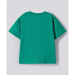 Bonfino 100% Cotton Knit Drop Shoulder Oversized Half Sleeves T-Shirts With Print in Back and Front Pack Of 3 - Green & White