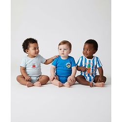 Bonfino 100% Cotton Knit Half Sleeves Onesies With Fruit & Veggie Print Pack of 3 - Blue
