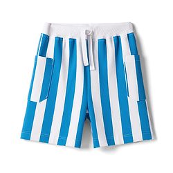 Bonfino 100% Cotton Knit Half Sleeves Oversized Chest And Back Printed T-Shirt & Cargo Shorts Set - White & Blue