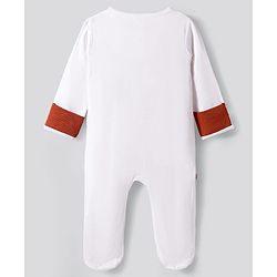 Bonfino 100% Cotton Knit Full Sleeves Sleepsuit With Stripes & Applique Pack Of 2 - White & Brown
