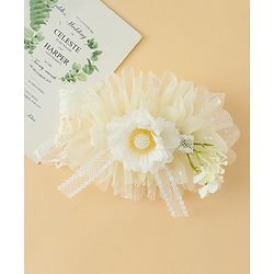 Bonfino Free Size Floral Design Headband - White