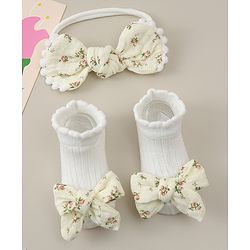 Bonfino Headband & Socks Combo Set With Bow Applique - Multicolor