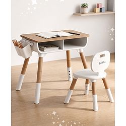 Bonfino Think Desk Multifunctional Study Table & Chair - Brown | Perfect for Study, Art & Craft Activities | Sturdy & Durable Material | Easy-to-Clean Surface | Tool-Free Assembly