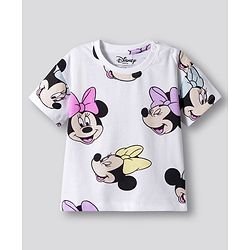 Bonfino Disney Single Jersey Knit Half Sleeves Over Size Drop Shoulder Oversized T-Shirt With Minnie Mouse Graphics Pack Of 2 - White & Pink