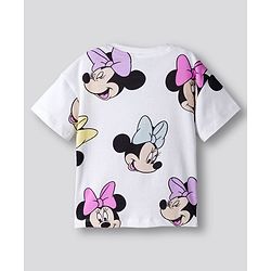 Bonfino Disney Single Jersey Knit Half Sleeves Over Size Drop Shoulder Oversized T-Shirt With Minnie Mouse Graphics Pack Of 2 - White & Pink