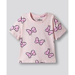 Bonfino Disney Single Jersey Knit Half Sleeves Over Size Drop Shoulder Oversized T-Shirt With Minnie Mouse Graphics Pack Of 2 - White & Pink