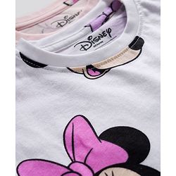 Bonfino Disney Single Jersey Knit Half Sleeves Over Size Drop Shoulder Oversized T-Shirt With Minnie Mouse Graphics Pack Of 2 - White & Pink